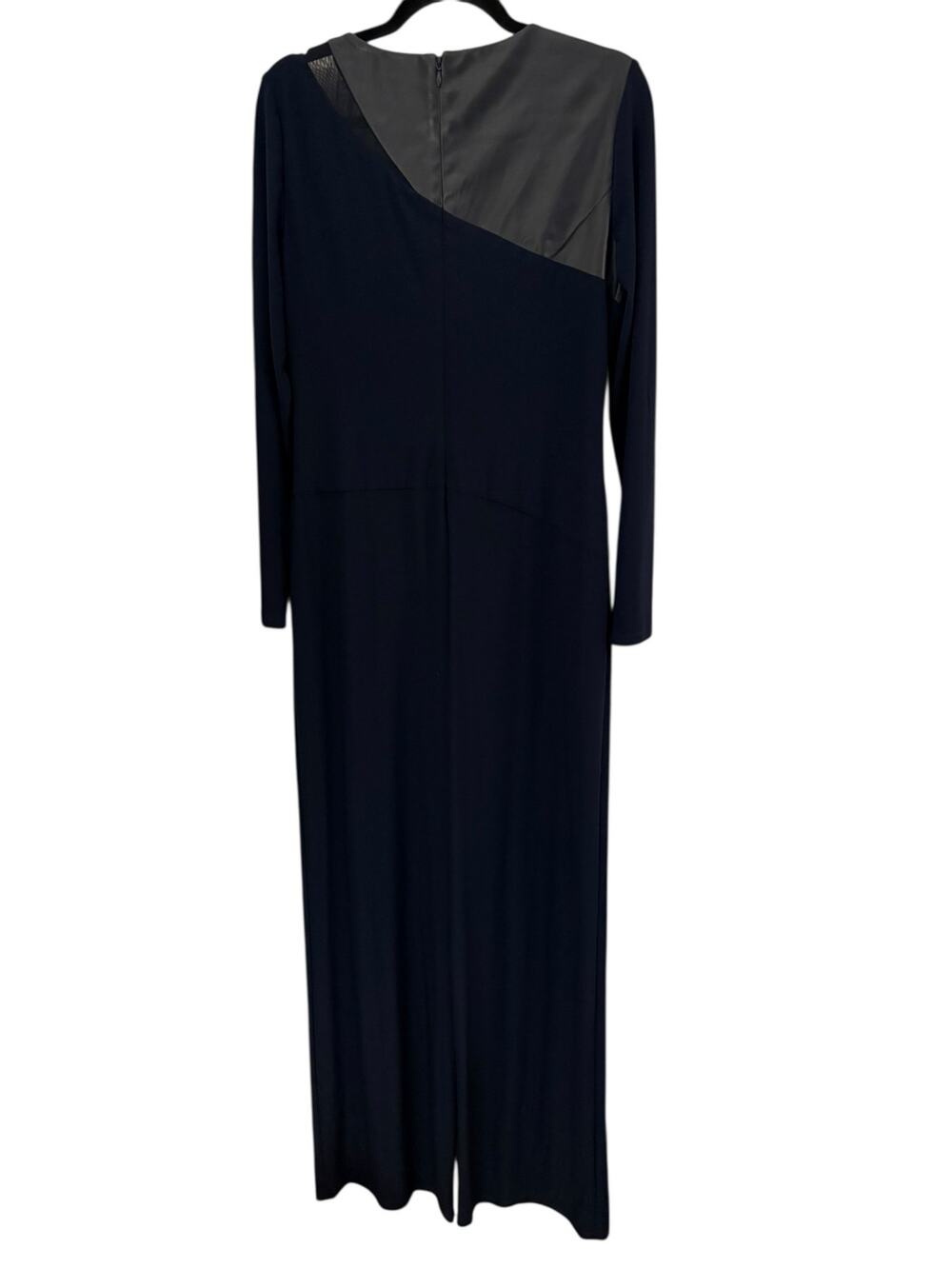 Ralph Lauren Blue Jumpsuit With Faux Leather & Mesh Accents 14 Contemporary